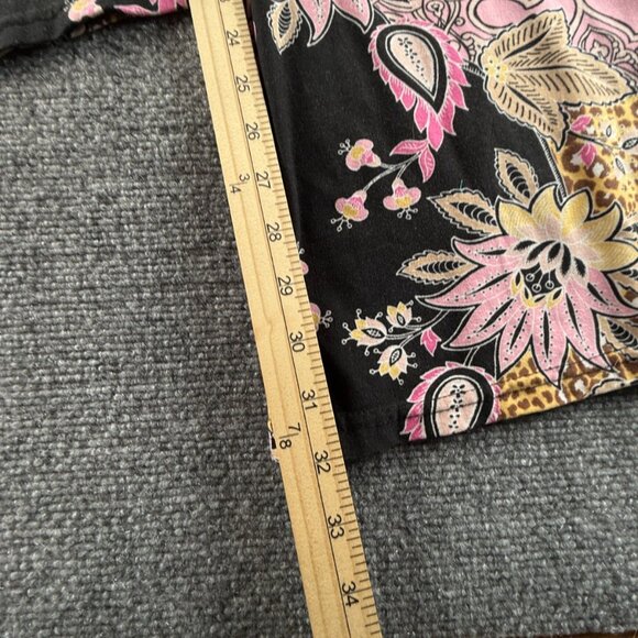 Bohemian Pink Black Paisley Floral Colorful Pants Women Soft Pull On Stretch XL - Picture 10 of 16